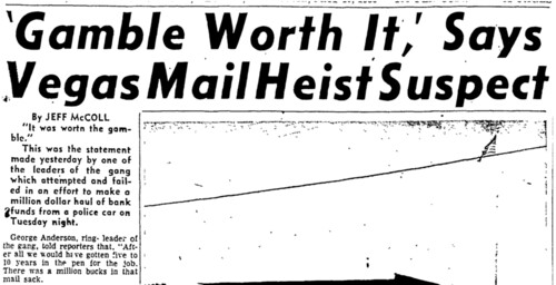 'Gamble Worth it,' Says Vegas Mail Heist Suspet