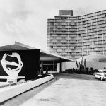 This is the modernistic, $15 million Hotel Riviera, one of the newest in the string of luxury hotels dotting the Malecon Boulevard skyline in Havana, Cuba, Sept. 24, 1958. This is a view of the front entrance of the hotel, built by U.S. interests. The dome-shaped structure at the right is the Riviera's gold-leafed gambling casino. (AP Photo)