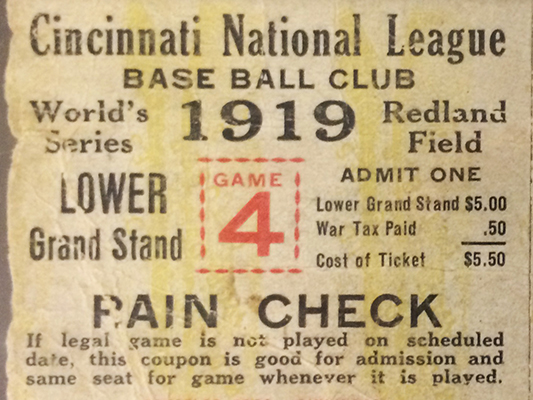 Cincinnati Reds 1919 World Series Framed 18 x 14 Ticket