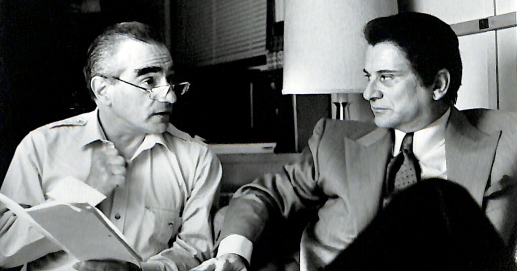 This month marks 30 years since the debut of the Martin Scorsese film Casino. In this publicity photo, Scorsese, left, chats with Joe Pesci, who played Nicky Santoro, based on Chicago mobster Tony Spilotro. Universal Pictures