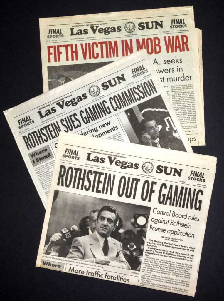 These prop newspapers appeared in the film with Robert De Niro’s character, Ace Rothstein, on the front page. Rothstein is based on Frank “Lefty” Rosenthal, who also sued the Gaming Commission in real life. The Mob Museum Collection