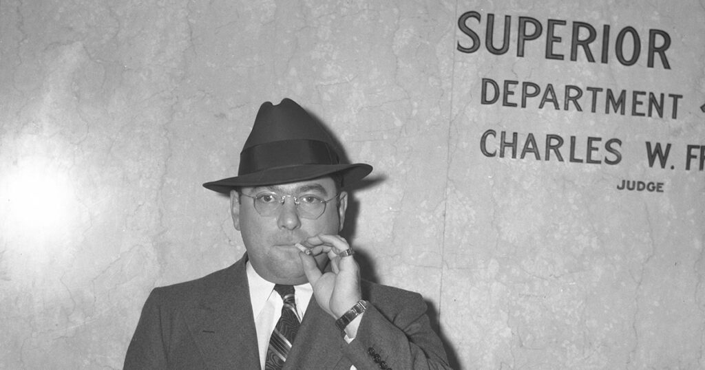 William Bioff pictured outside the Los Angeles courtroom in 1939. UCLA/Los Angeles Times Photographic Collection