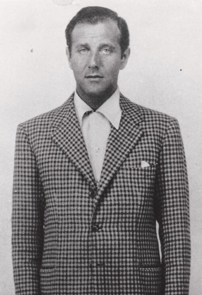 Benjamin “Bugsy” Siegel in a 1940 Los Angeles police-booking photograph following his arrest in connection with the Harry Greenberg murder case. He was later acquitted. Courtesy of Cipollini Collection