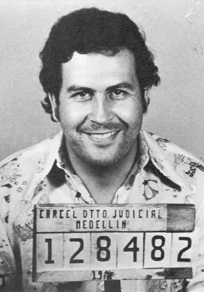 Escobar, pictured here in a 1974 mugshot, is responsible for Colombia’s invasive hippo problem. Courtesy of Steve Murphy and Javier Peña
