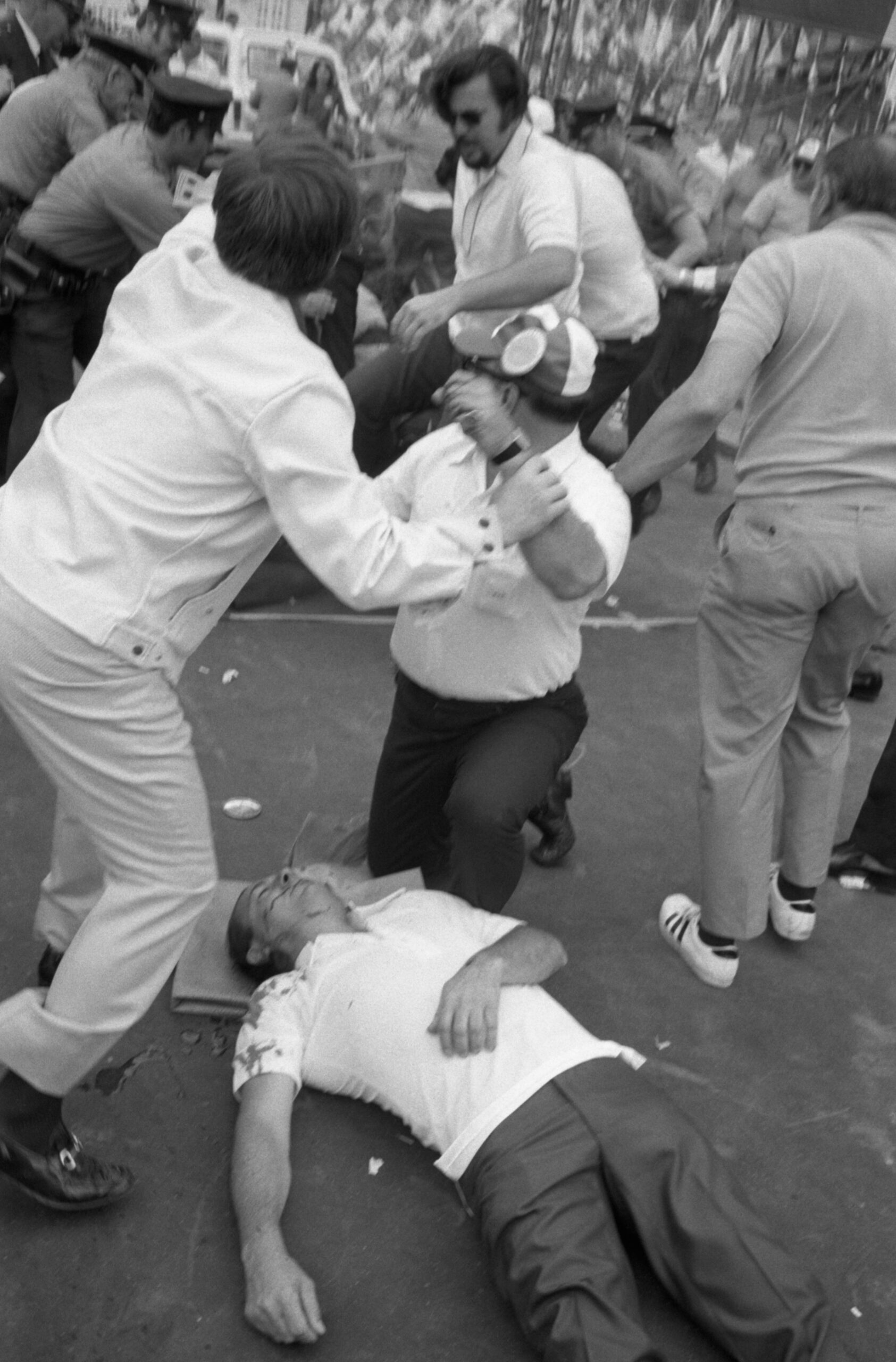 Although Mafia boss Joe Colombo survived the June 28, 1971, shooting, it left him paralyzed and comatose until he died seven years later. Corbis
