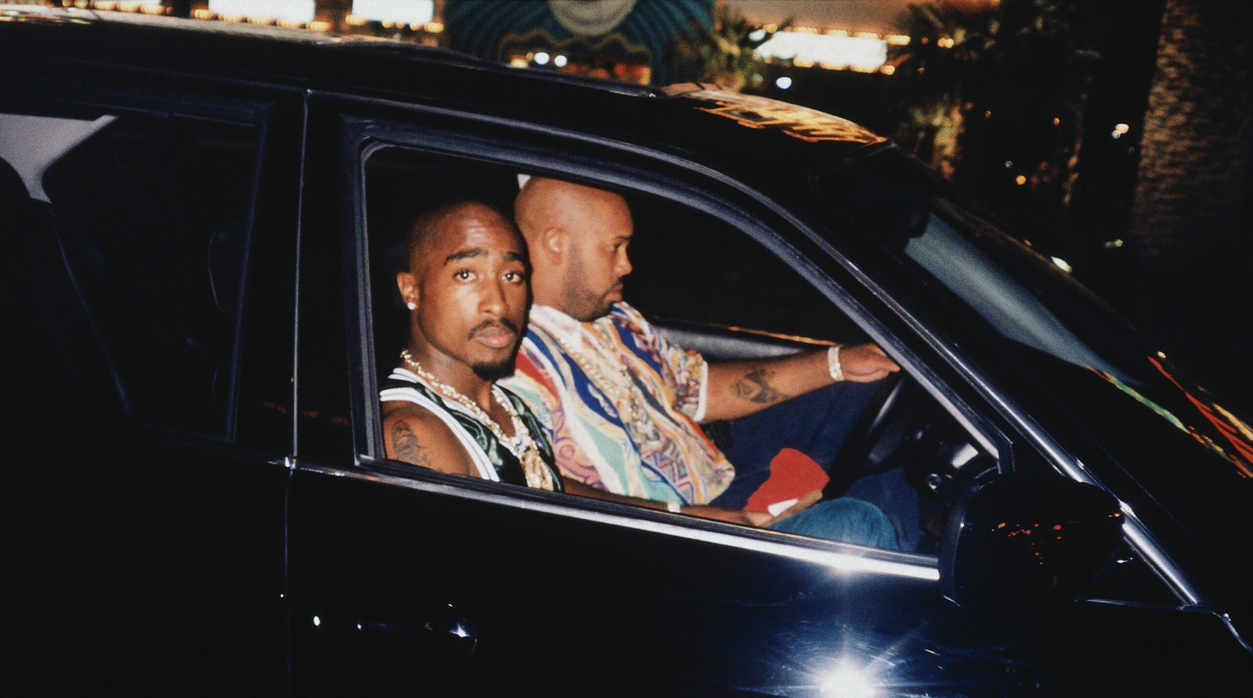 On September 7, 1996, Tupac Shakur was riding in a black BMW with Marion “Suge” Knight when a gunman in a white Cadillac shot and fatally wounded him. This photo by Leonard Jefferson is considered the last photo of Shakur alive. Leonard Jefferson