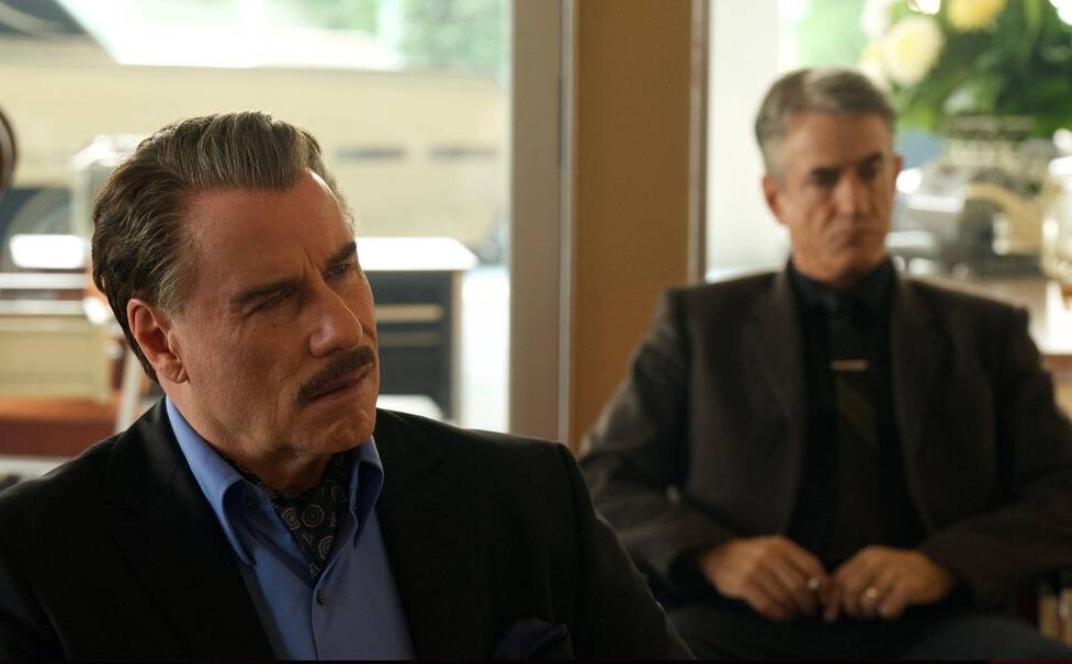 The film November 1963 dramatizes the theory that the Chicago Outfit played a role in both John F. Kennedy’s election as president and his assassination. In the film, John Travolta, left, plays mobster Johnny Rosselli and Dylan McDermott plays hitman Charles “Chuckie the Typewriter” Nicoletti. Entertainment Pictures / Alamy Stock Photo